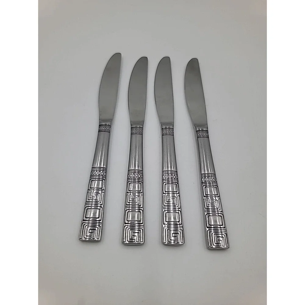 4pc Malaga‎ Stainless Steel Flatware By Cambridge Silver Geometric